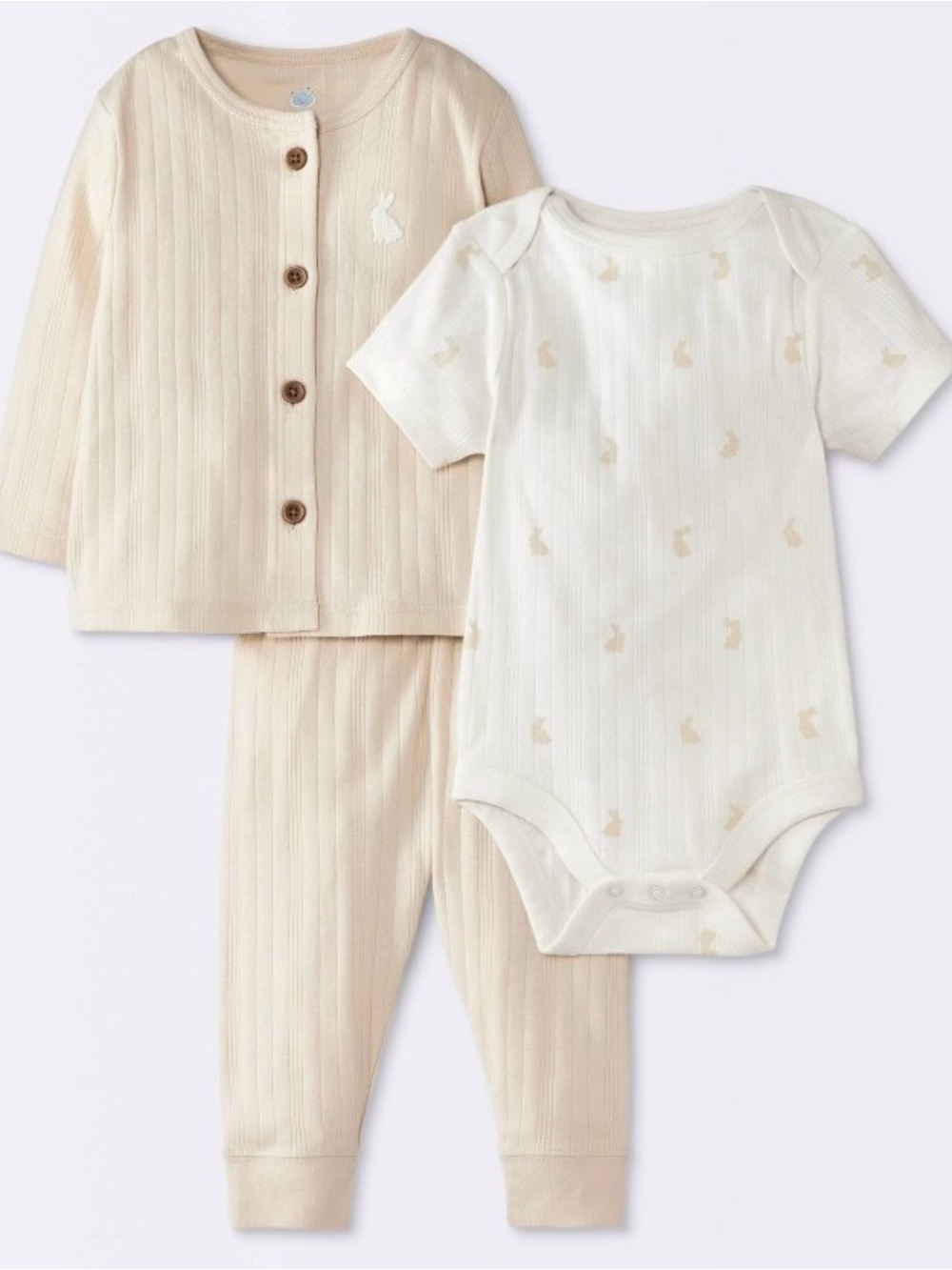 Baby 3pc Bunnies Top and Pant Set- Cloud Island NWT Size 0-3M in Cream
